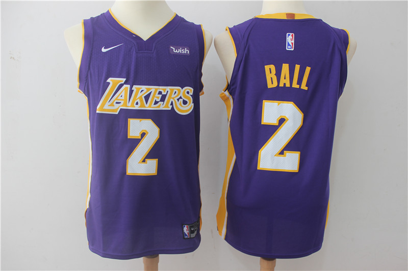 Men Los Angeles Lakers #2 Ball Purple Game Nike NBA Jerseys
